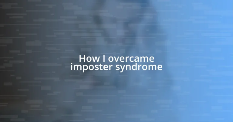 How I overcame imposter syndrome