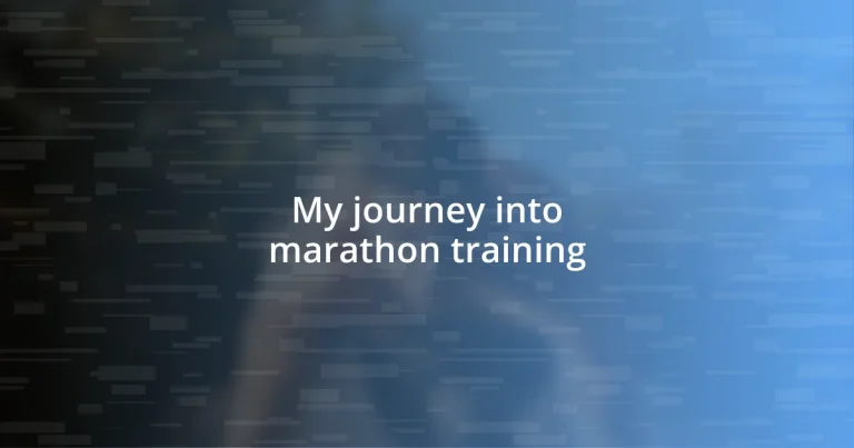 My journey into marathon training