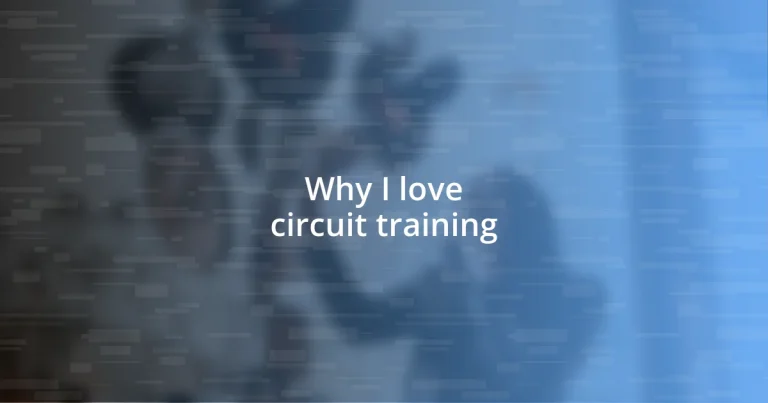 Why I love circuit training