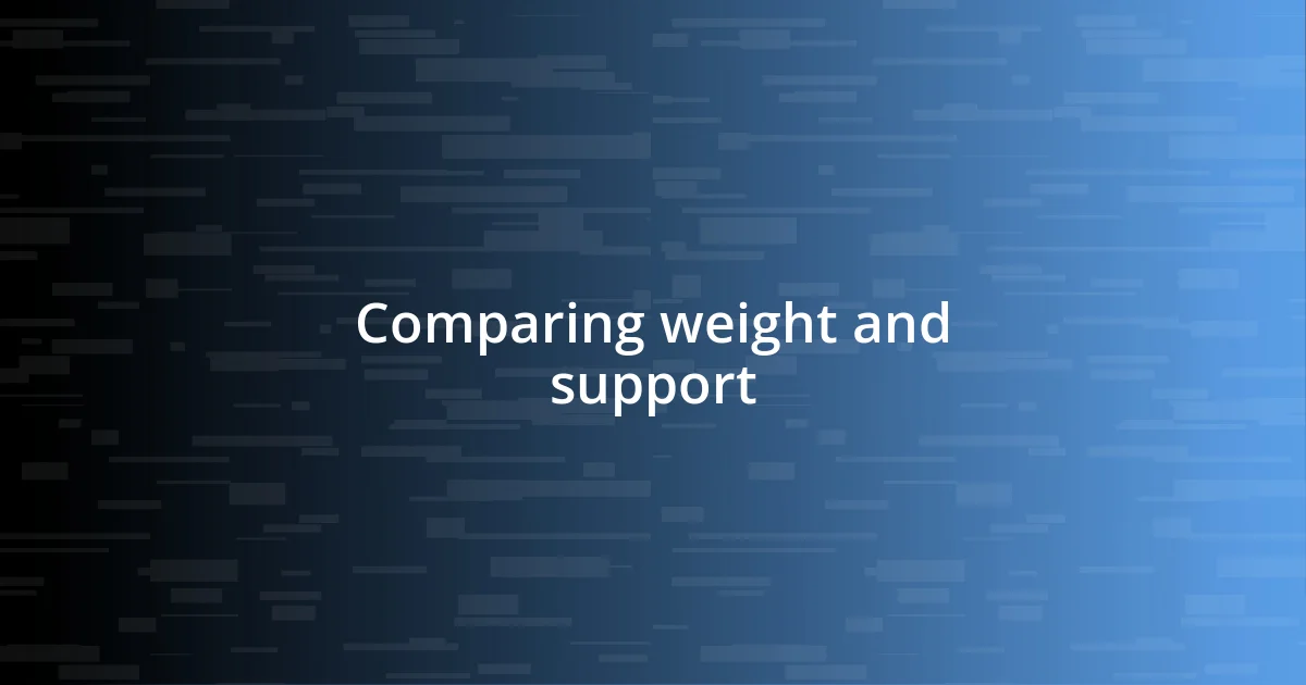 Comparing weight and support