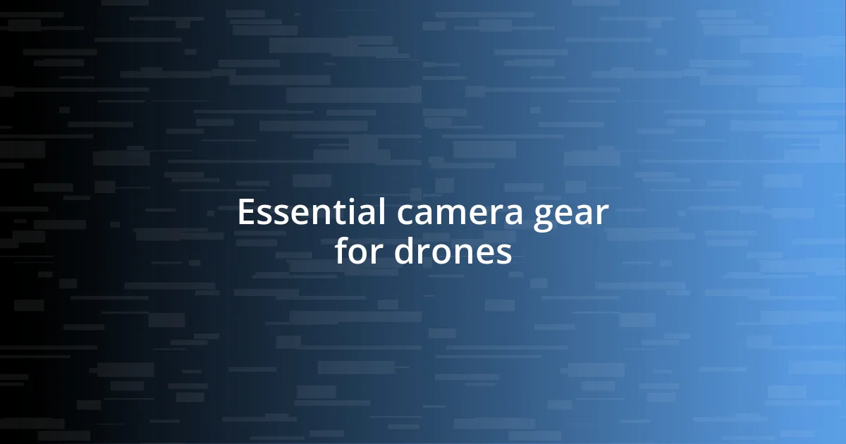 Essential camera gear for drones