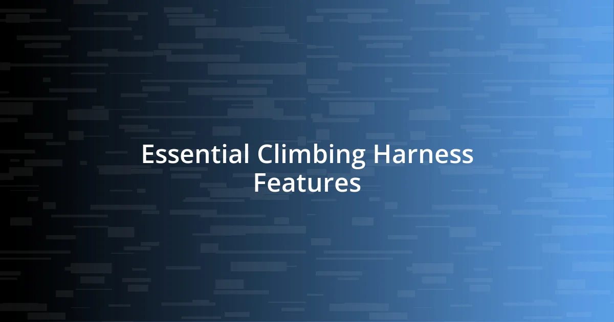 Essential Climbing Harness Features