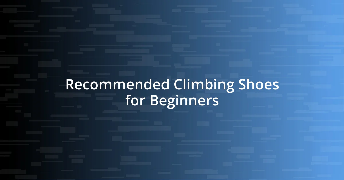 Recommended Climbing Shoes for Beginners